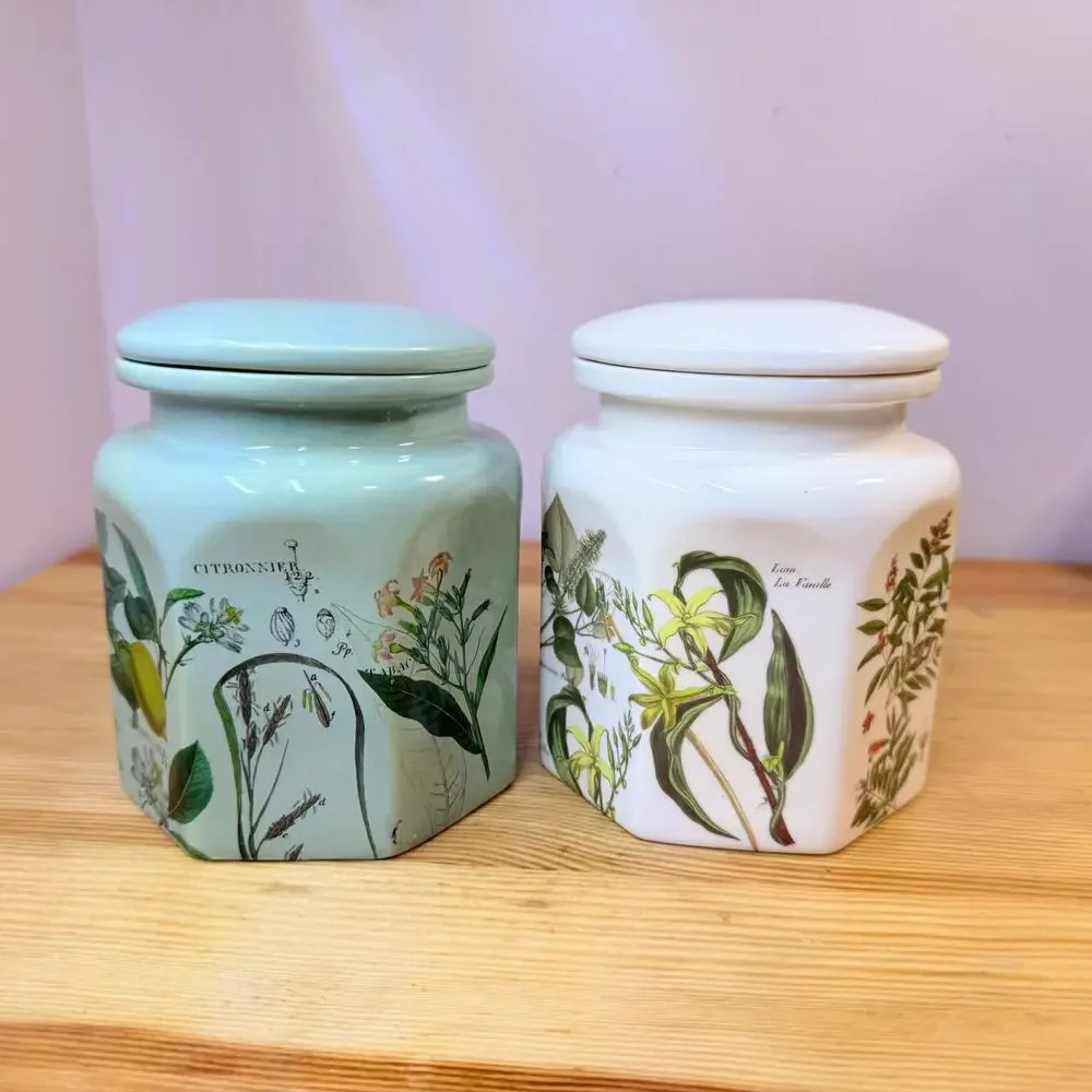 Portmeirion Botanic Garden Lidded Storage Jars Canisters Set of 2